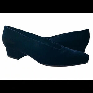 Nine West Velvet Block Heel Almond Toe Loafers